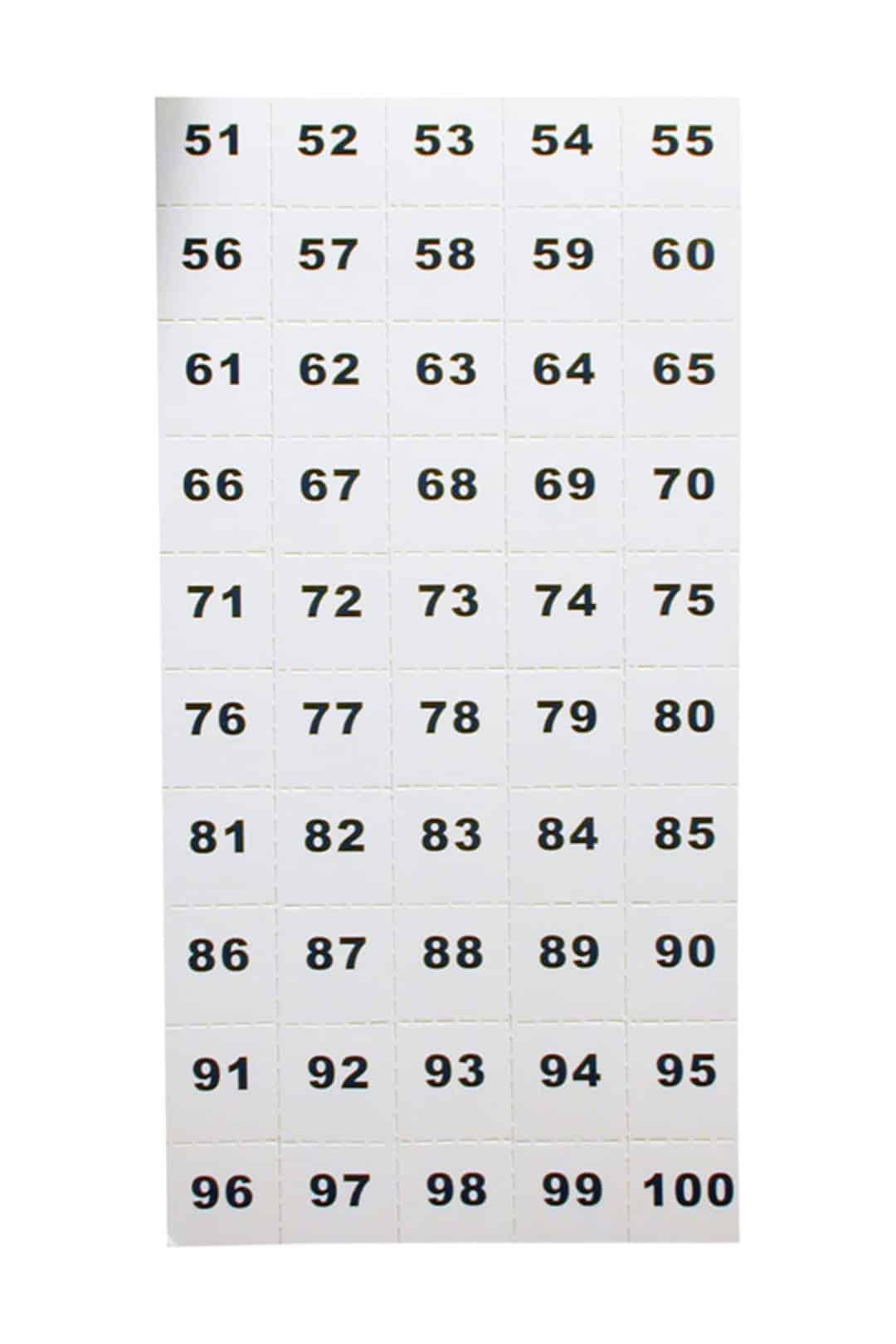 t353 051 telkee perf number sheet 51 100