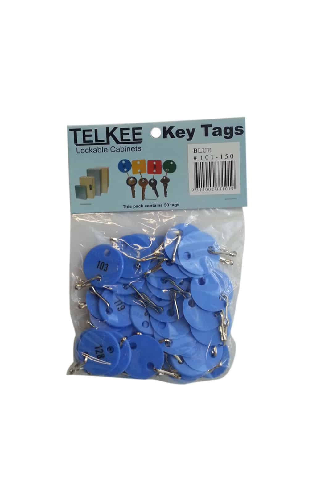 TelKee Blue Key Tags 101-150 | Numbered Key Tags