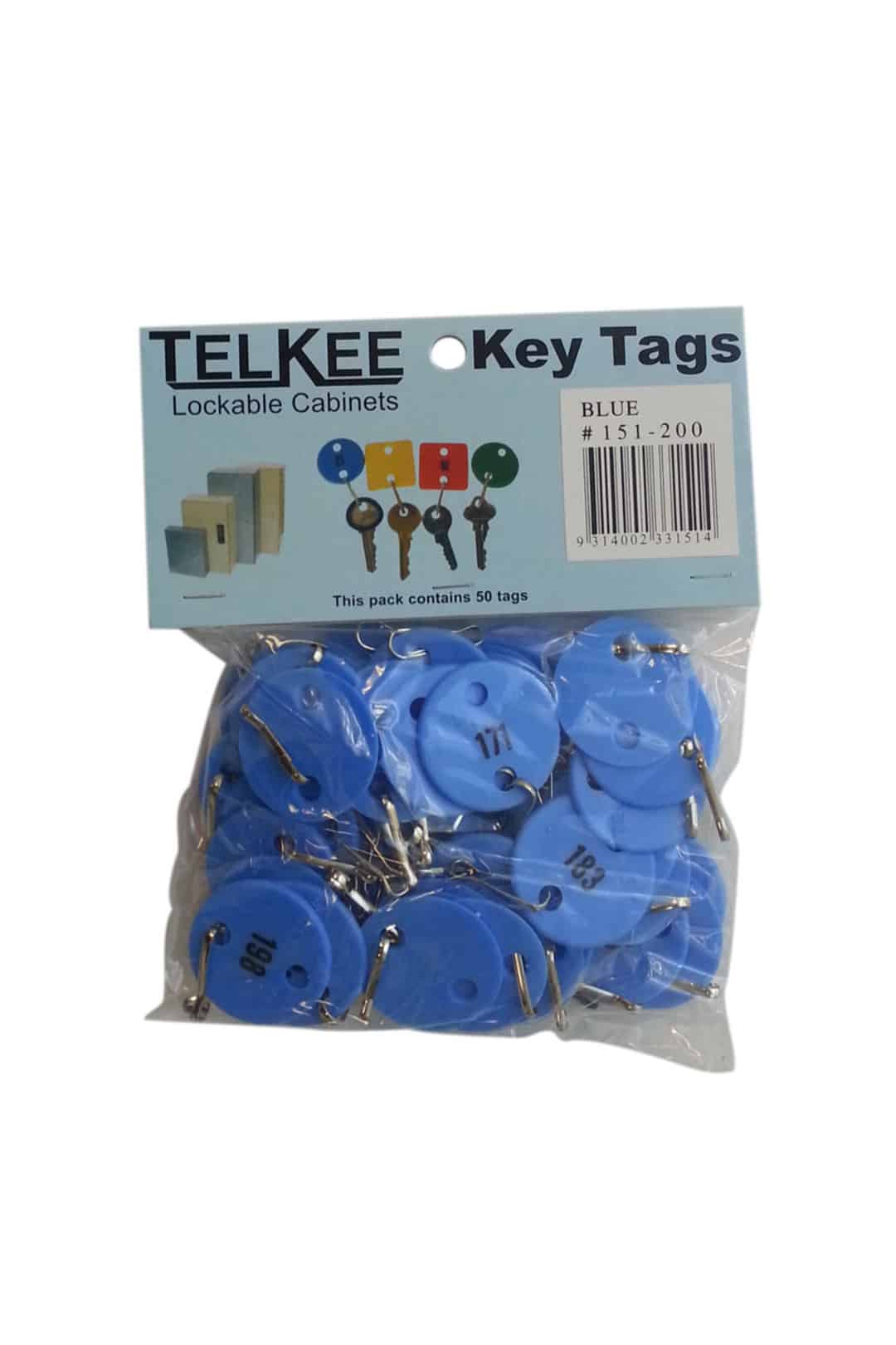 t355 b151 telkee numbered key tags 151 200 blue round