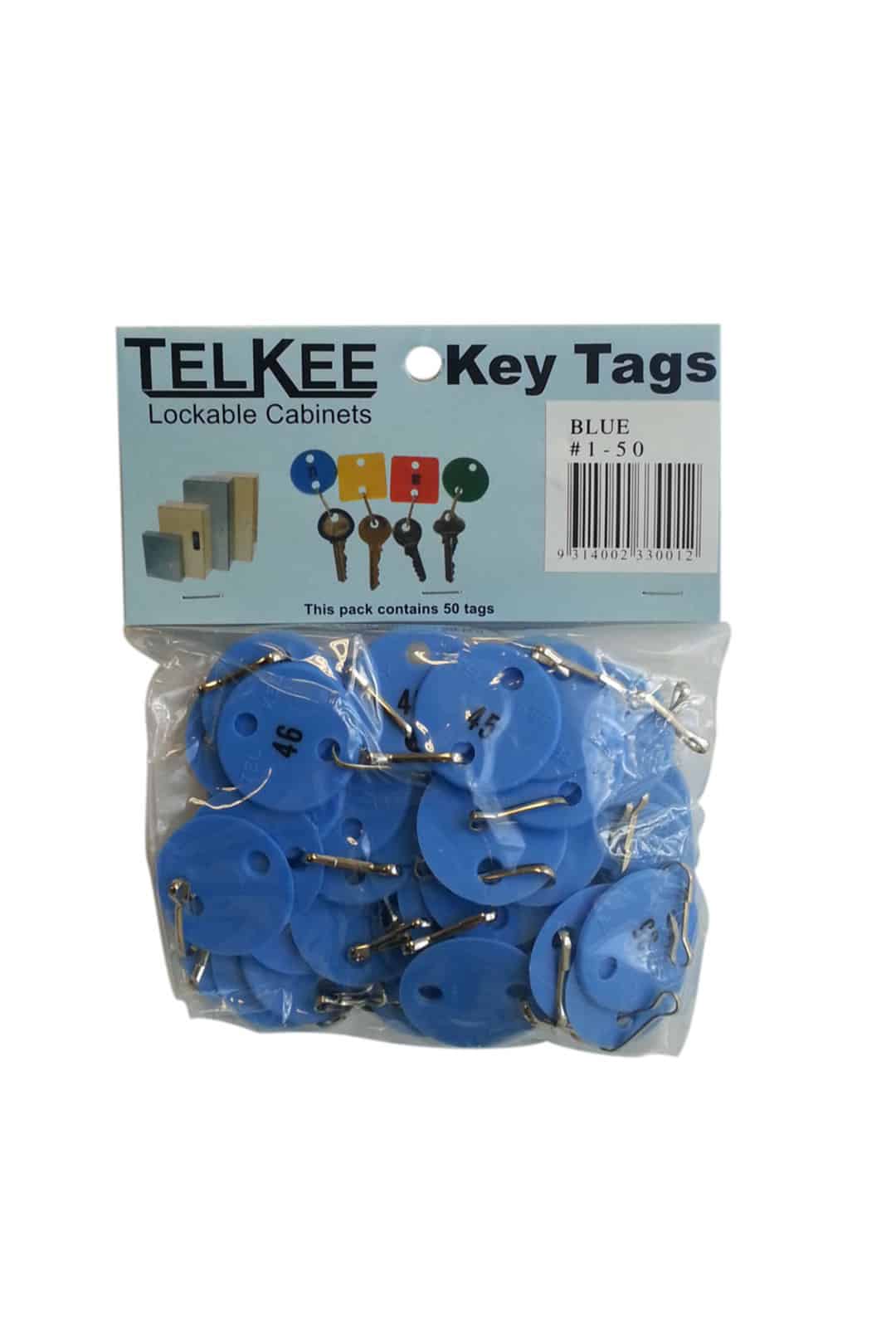 t355 b01 telkee numbered key tags 1 50 blue round