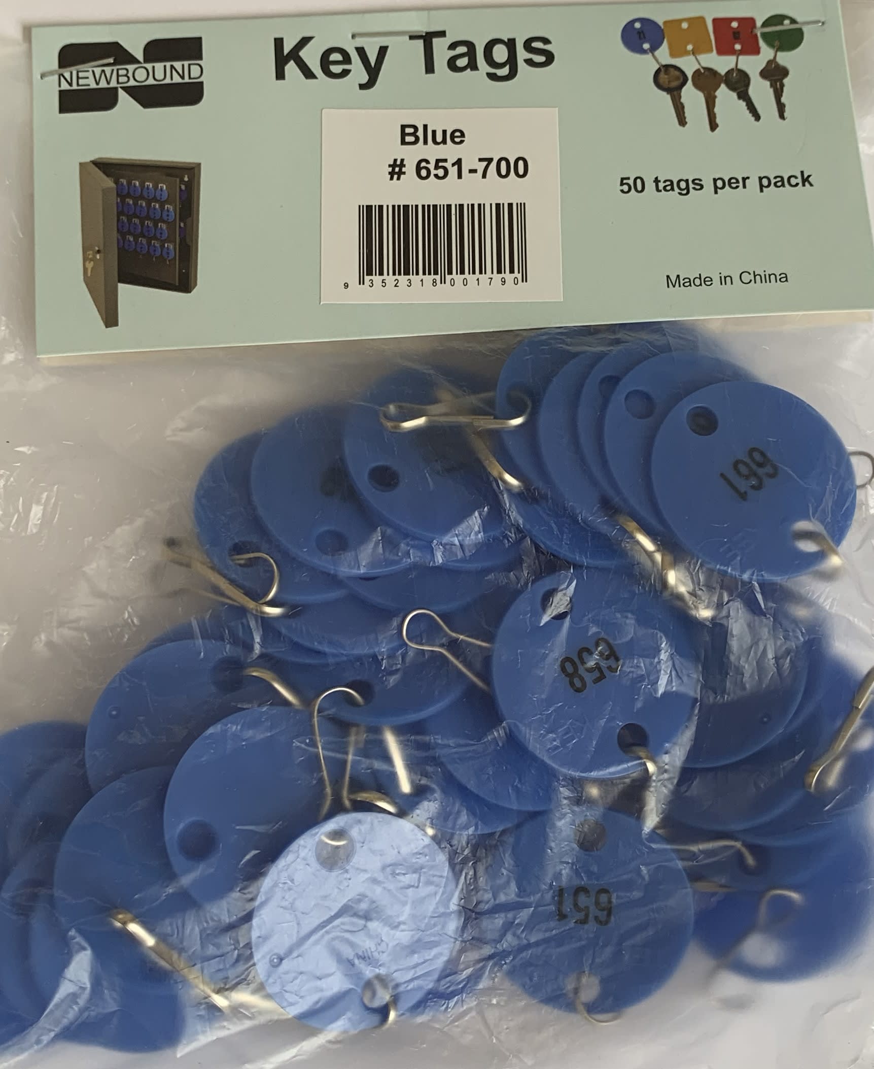 TelKee Blue Round Key Tags 901-950 | Numbered Key Tags