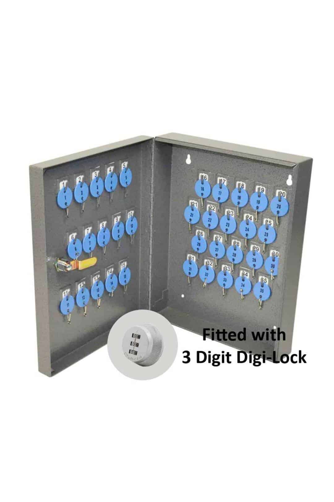 t35f telkee 347 key cabinet 35 hooks grey with digi lock