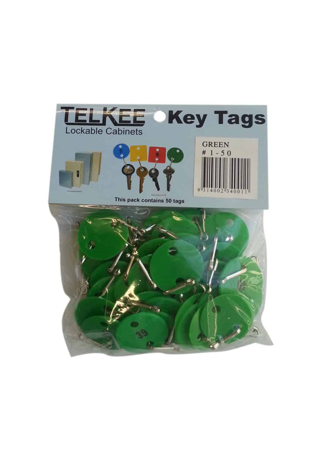 t355 g01 telkee numbered key tags 1 50 green round