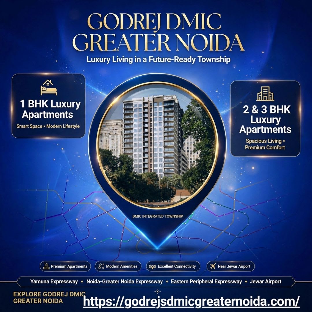 Godrej DMIC Greater Noida is an upcoming residential project in Greater Noida, offering modern 1, 2 and 3 BHK apartments designed for comfortable urban living. Located in the growing DMIC corridor, the project is positioned close to important highways, business destinations and emerging infrastructure.

The development focuses on contemporary residences, lifestyle amenities, convenient connectivity and a well-planned community environment. With Greater Noida continuing to develop as a major residential and investment destination, the project is aimed at homebuyers and investors looking for opportunities in a rapidly expanding NCR market.

Website: https://godrejsdmicgreaternoida.com/
