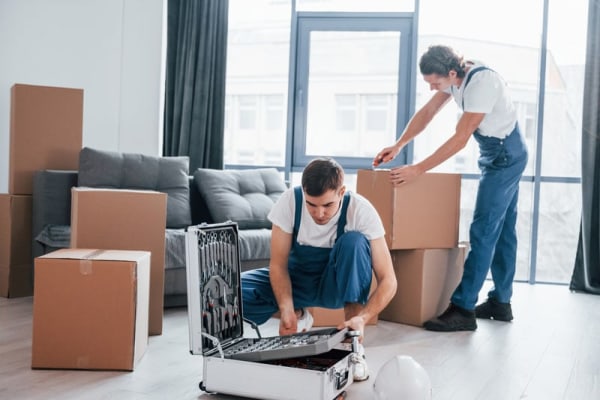 Professional movers handling a move