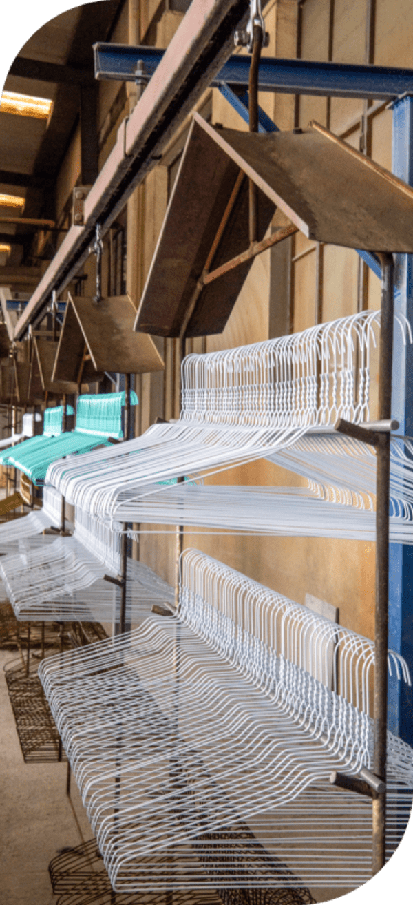 Wire hanger production at Lucky Cloud Hanger