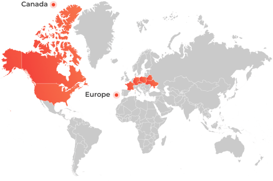 Map of Lucky Cloud Hanger clients worldwide