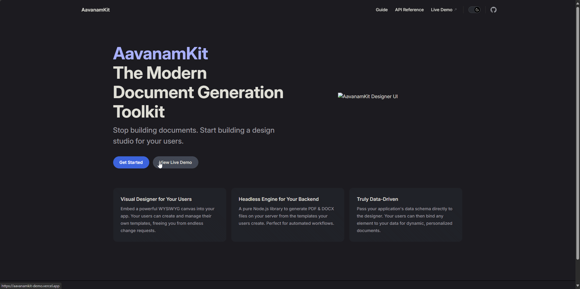 AavanamKit Live Demo GIF