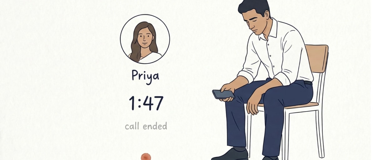 Man frustrated on a silent phone call