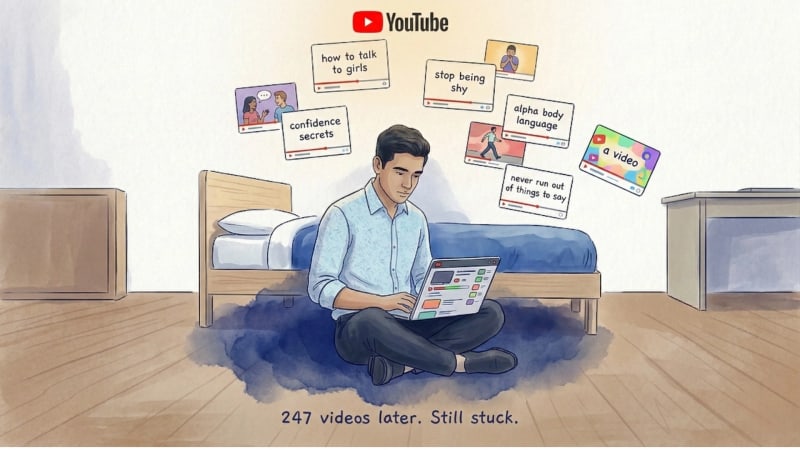 Man watching videos alone at night