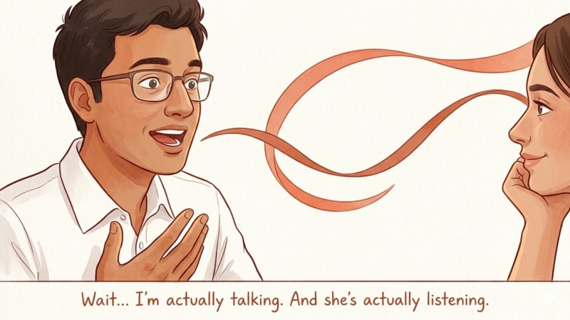 Man in natural flowing conversation
