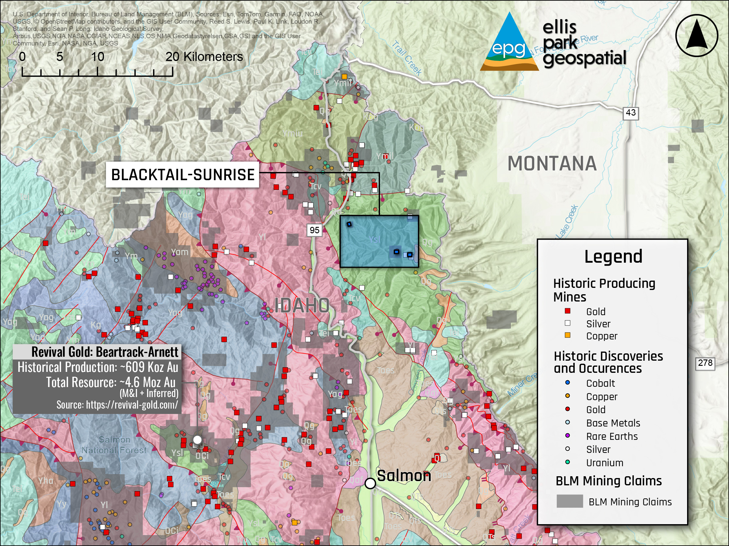 Blacktail-Sunrise Regional Map Idaho