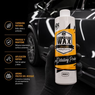 Cera líquida a base de carnauba natural. Protección y brillo, ideal para mantenimiento de tratamientos acrílicos.

NO INCLUYE GATILLO PULVERIZADOR.