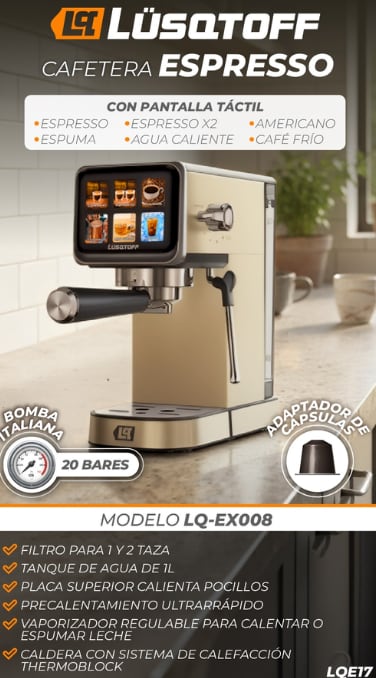 Cafetera Espresso  20 Bar Multicapsula Tactil - Producto de Trend Haus | RDP Argentina