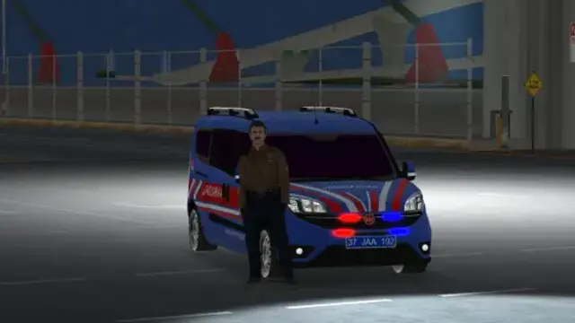 Jandarma çizimli fiat doblo gerçekçi çizim