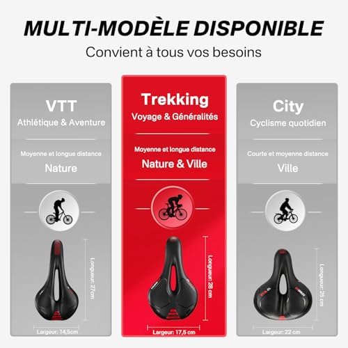 Vue 7 de Selle Vélo Confortable Gel