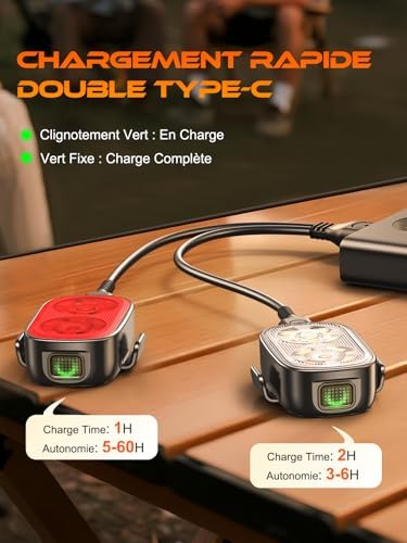 Vue 6 de Phare Vélo USB-C Rechargeable