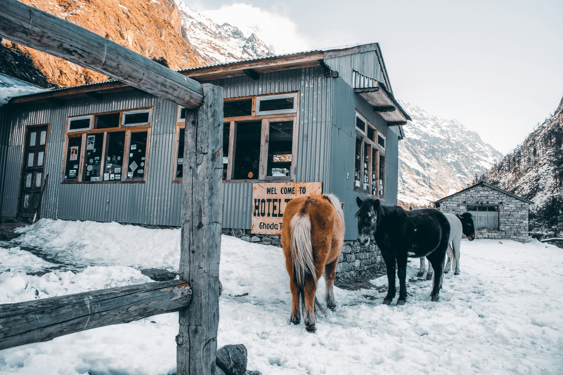 a rustic teahouse in the Langtang Valley region of Nepal a rustic teahouse in the Langtang Valley region of Nepal, where treks typically range from 5 to 14 days