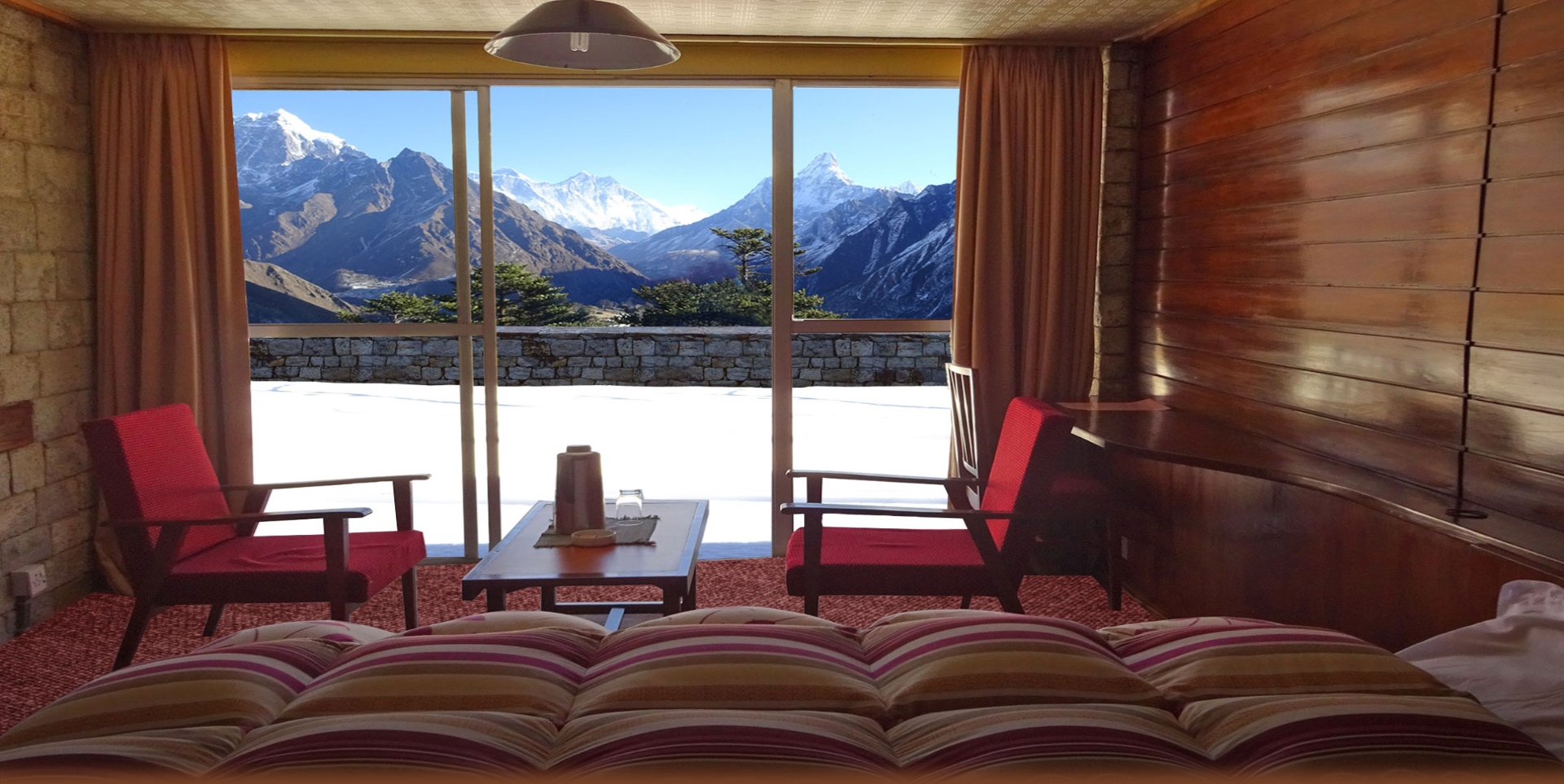 Twin-share teahouse room along the Island Peak trekking route