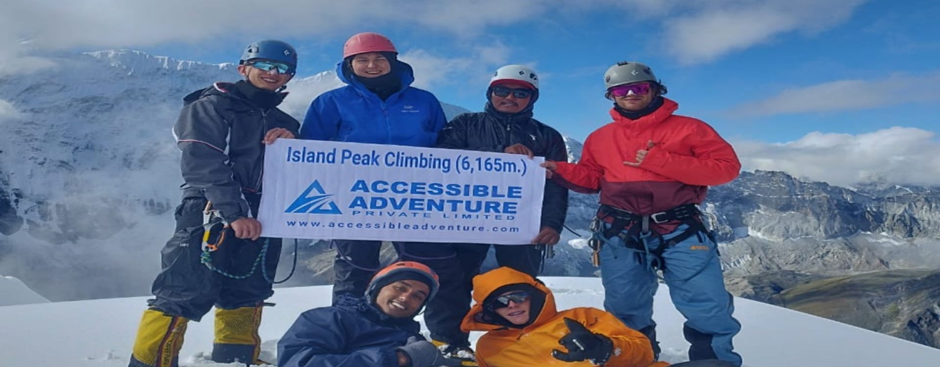 Accessible Adventure guide and climber discussing the route toward Island Peak