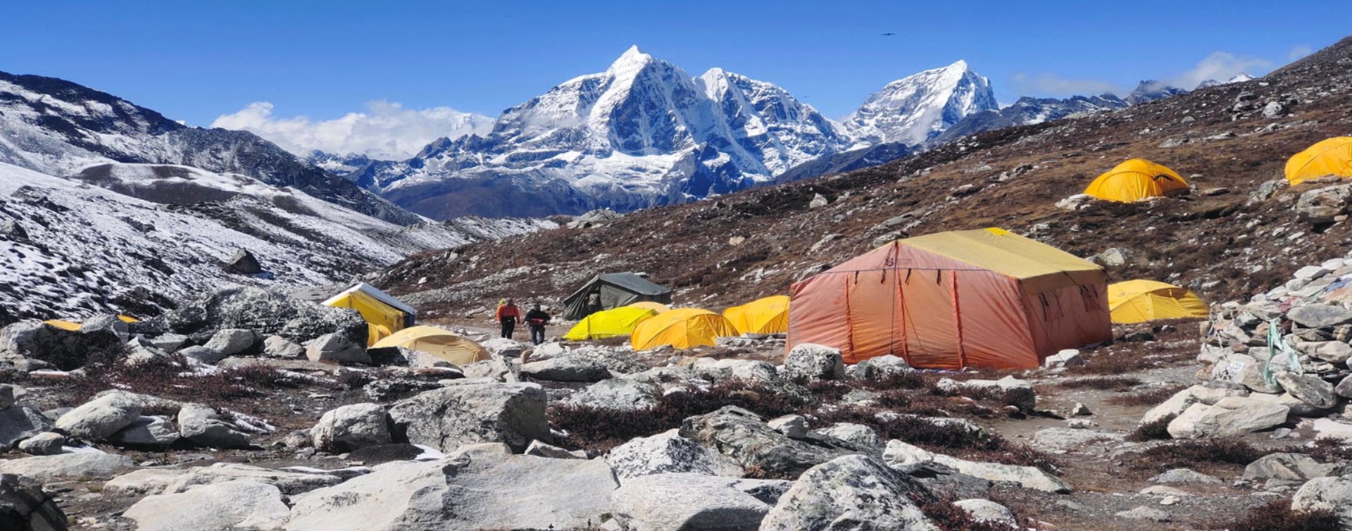 Island Peak base camp tents beneath Imja Tse