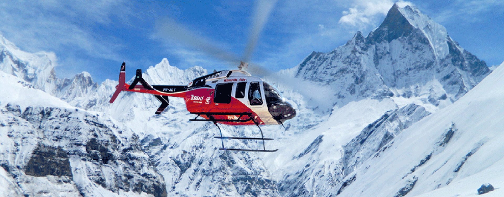 Helicopter return flight from Annapurna Base Camp
