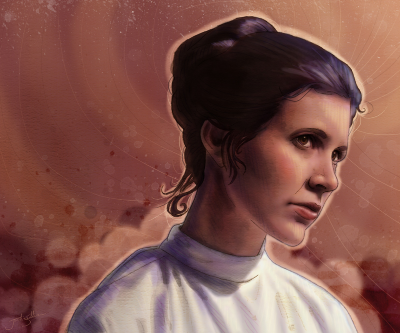 digital, portrait, princess leia, star wars.