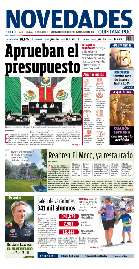Portada de Novedades Quintana Roo