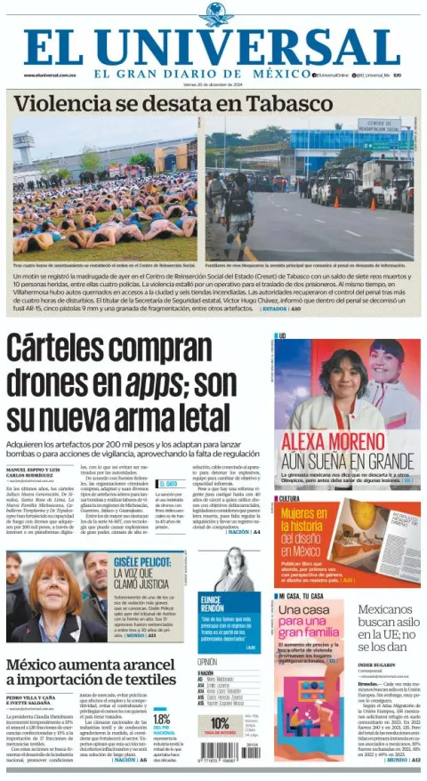 Portada de El Universal