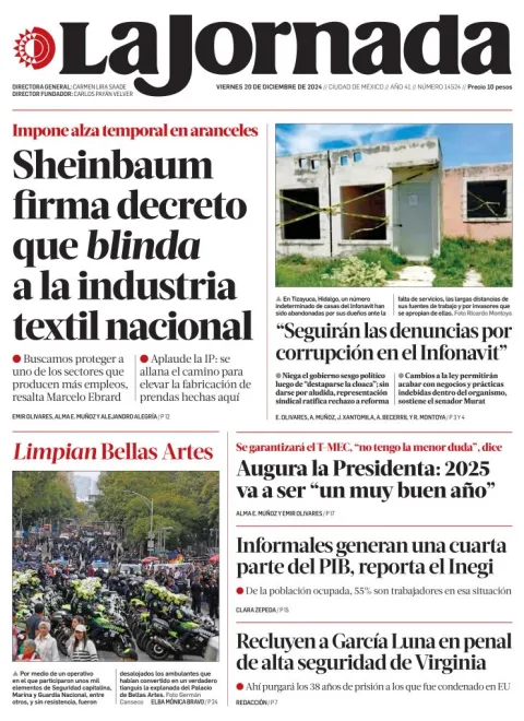 Portada de La Jornada