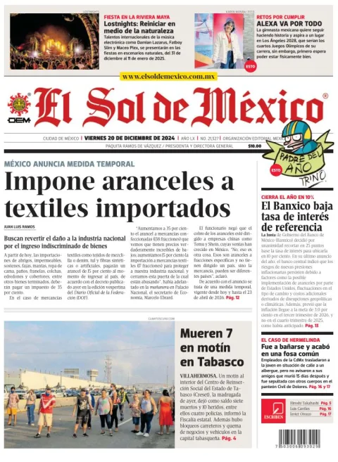 Portada de El Sol de México