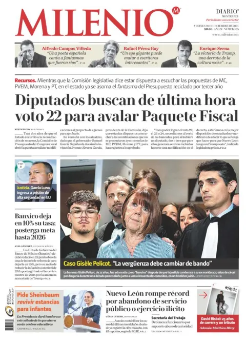 Portada de Milenio Monterrey