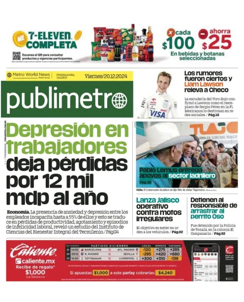 Portada de Publimetro Guadalajara