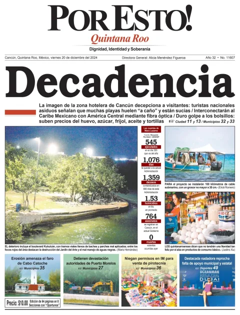 Portada de Por Esto (quintana Roo Cancun) del viernes, 20 de diciembre de 2024