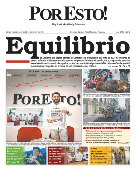 Portada de Por Esto (merida, Yucatan) del viernes, 20 de diciembre de 2024