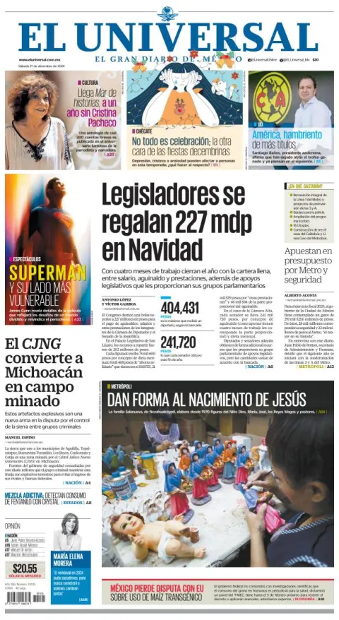 Portada de El Universal
