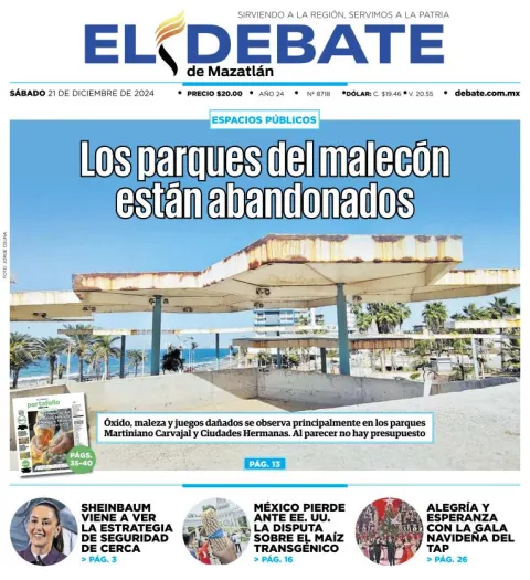 Portada de El Debate de Mazatlán