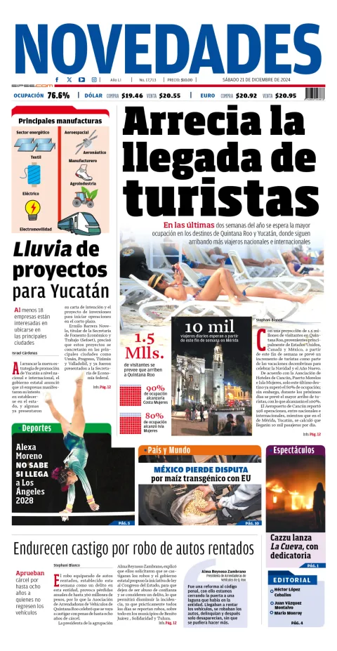 Portada de Novedades Quintana Roo