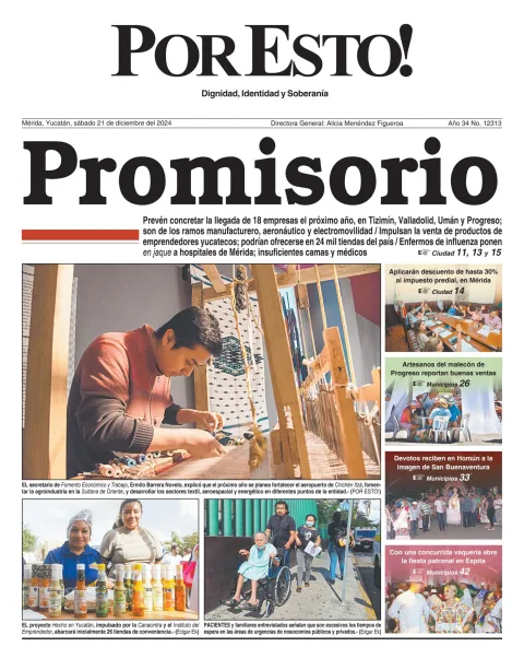 Portada de Por Esto (merida, Yucatan) del sábado, 21 de diciembre de 2024