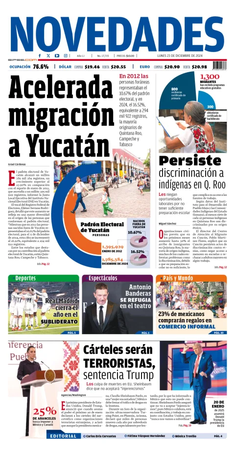 Portada de Novedades Quintana Roo