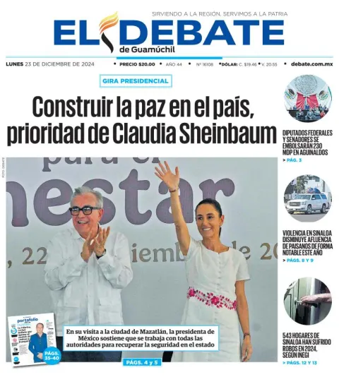 Portada de El Debate de Guamúchil