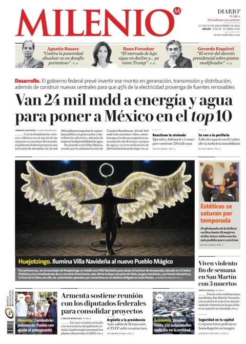 Portada de Milenio Puebla