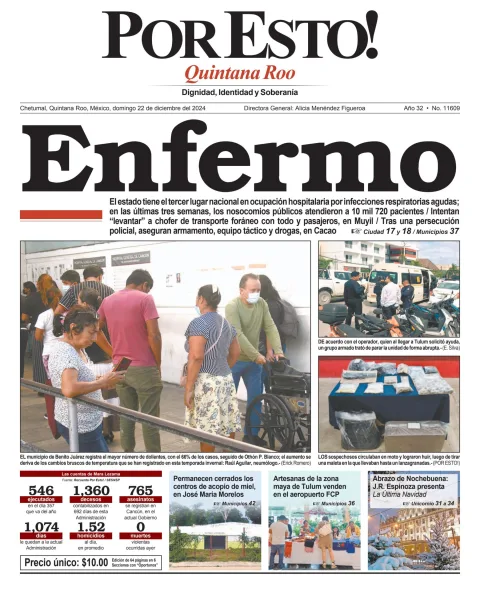 Portada de Por Esto (quintana Roo Chetumal) del domingo, 22 de diciembre de 2024