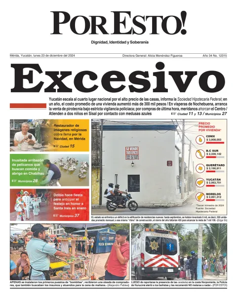 Portada de Por Esto (merida, Yucatan) del lunes, 23 de diciembre de 2024
