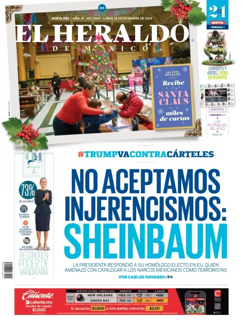 Portada de El Heraldo de Mexico del lunes, 23 de diciembre de 2024