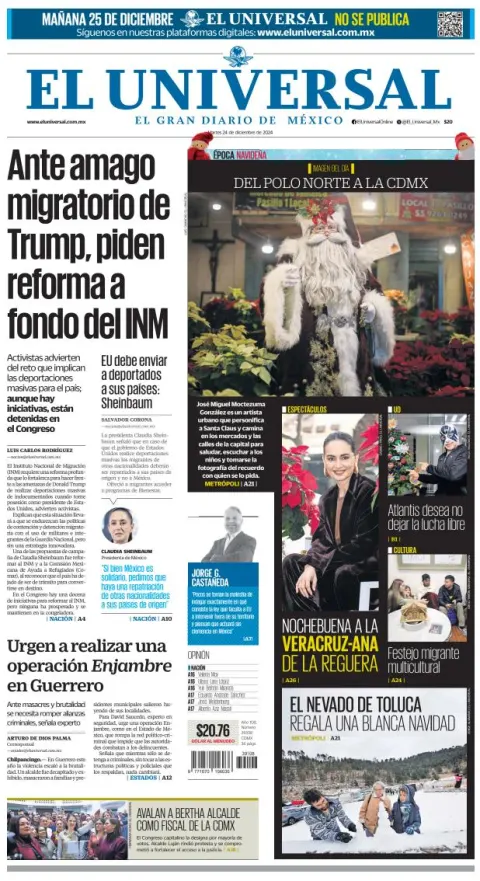 Portada de El Universal
