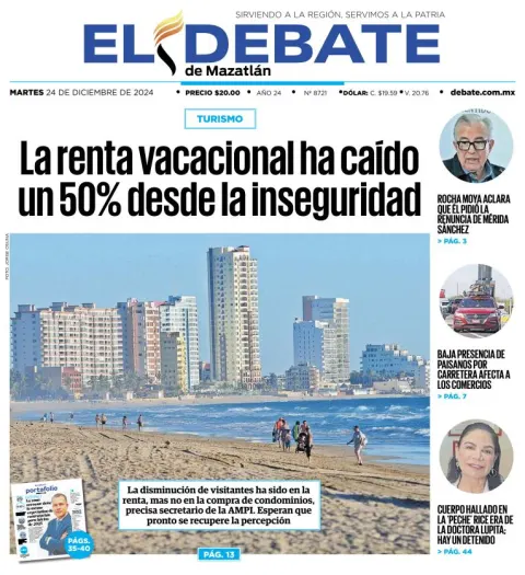 Portada de El Debate de Mazatlán