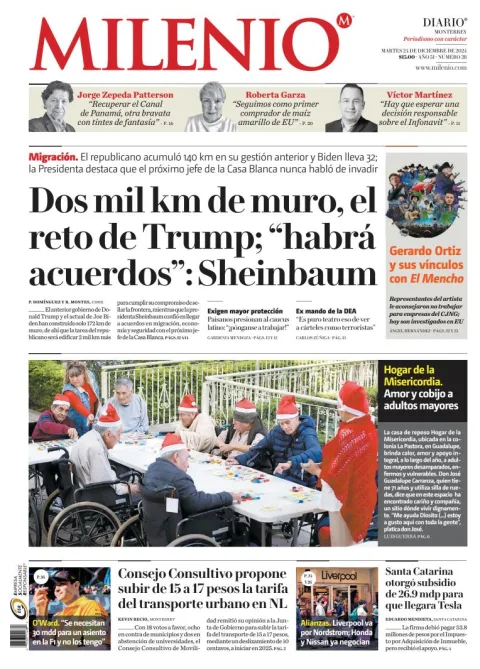 Portada de Milenio Monterrey