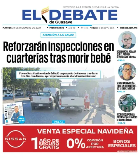 Portada de El Debate de Guasave del martes, 24 de diciembre de 2024