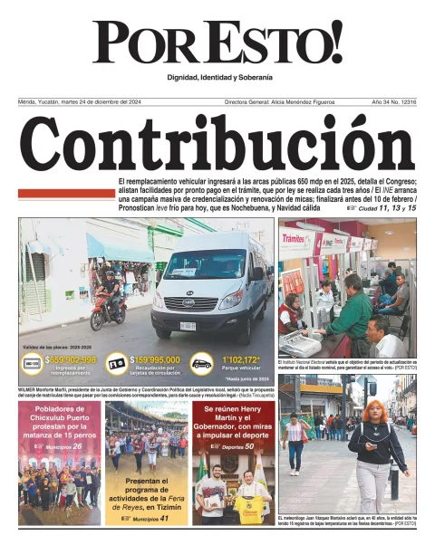 Portada de Por Esto (merida, Yucatan) del martes, 24 de diciembre de 2024